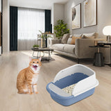 Cat Litter Box Toilet Portable Large Space Anti Splashing Semi Closed Tray Blue52cmx36cmx21.5cm - Aladdin Shoppers