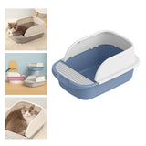 Cat Litter Box Toilet Portable Large Space Anti Splashing Semi Closed Tray Blue52cmx36cmx21.5cm - Aladdin Shoppers