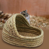 Hand Woven Rabbit Grass House Bed Hut Straw Hamster Nest for Bunny Mice 20cmx13cm - Aladdin Shoppers