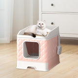 Cat Litter Box and Cat Accessories Large Capacity for Small and Large Cats Pink - Aladdin Shoppers