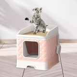 Cat Litter Box and Cat Accessories Large Capacity for Small and Large Cats Pink - Aladdin Shoppers