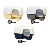 Hooded Enclosed Cat Litter Box Large Capacity High Side with Shovel Portable Yellow - Aladdin Shoppers