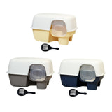 Hooded Enclosed Cat Litter Box Large Capacity High Side with Shovel Portable Yellow - Aladdin Shoppers