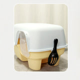 Hooded Enclosed Cat Litter Box Large Capacity High Side with Shovel Portable Yellow - Aladdin Shoppers