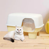 Hooded Enclosed Cat Litter Box Large Capacity High Side with Shovel Portable Yellow - Aladdin Shoppers
