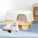 Hooded Enclosed Cat Litter Box Large Capacity High Side with Shovel Portable Yellow - Aladdin Shoppers