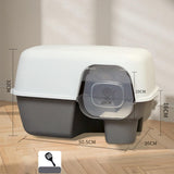Hooded Enclosed Cat Litter Box Large Capacity High Side with Shovel Portable Gray - Aladdin Shoppers