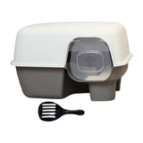 Hooded Enclosed Cat Litter Box Large Capacity High Side with Shovel Portable Gray - Aladdin Shoppers