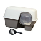 Hooded Enclosed Cat Litter Box Large Capacity High Side with Shovel Portable Gray - Aladdin Shoppers