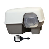 Hooded Enclosed Cat Litter Box Large Capacity High Side with Shovel Portable Gray - Aladdin Shoppers