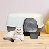 Hooded Enclosed Cat Litter Box Large Capacity High Side with Shovel Portable Gray - Aladdin Shoppers