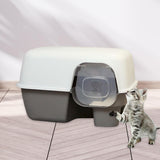 Hooded Enclosed Cat Litter Box Large Capacity High Side with Shovel Portable Gray - Aladdin Shoppers