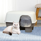 Hooded Enclosed Cat Litter Box Large Capacity High Side with Shovel Portable Gray - Aladdin Shoppers