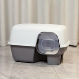 Hooded Enclosed Cat Litter Box Large Capacity High Side with Shovel Portable Gray - Aladdin Shoppers