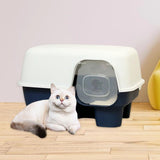 Hooded Enclosed Cat Litter Box Large Capacity High Side with Shovel Portable Blue - Aladdin Shoppers