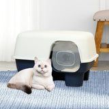 Hooded Enclosed Cat Litter Box Large Capacity High Side with Shovel Portable Blue - Aladdin Shoppers