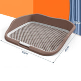 Portable Mesh Dog Training Toilet Litter Box Small Dog Urinal with Fence Brown - Aladdin Shoppers