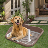 Portable Mesh Dog Training Toilet Litter Box Small Dog Urinal with Fence Brown - Aladdin Shoppers