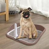 Portable Mesh Dog Training Toilet Litter Box Small Dog Urinal with Fence Brown - Aladdin Shoppers