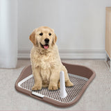 Portable Mesh Dog Training Toilet Litter Box Small Dog Urinal with Fence Brown - Aladdin Shoppers