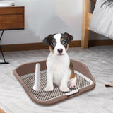 Portable Mesh Dog Training Toilet Litter Box Small Dog Urinal with Fence Brown - Aladdin Shoppers