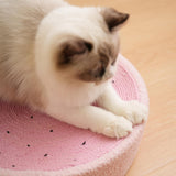 Cat Scratcher Pad Bed Durable Round Interactive Toy Lounge Indoor for Kitten strawberry - Aladdin Shoppers