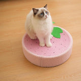 Cat Scratcher Pad Bed Durable Round Interactive Toy Lounge Indoor for Kitten strawberry - Aladdin Shoppers