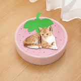 Cat Scratcher Pad Bed Durable Round Interactive Toy Lounge Indoor for Kitten strawberry - Aladdin Shoppers