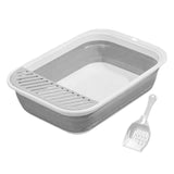 Cat Litter Box Open Top Easily to Clean Kitty Litterbox Large with Scooper Gray - Aladdin Shoppers