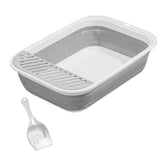 Cat Litter Box Open Top Easily to Clean Kitty Litterbox Large with Scooper Gray - Aladdin Shoppers