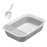Cat Litter Box Open Top Easily to Clean Kitty Litterbox Large with Scooper Gray - Aladdin Shoppers