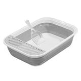 Cat Litter Box Open Top Easily to Clean Kitty Litterbox Large with Scooper Gray - Aladdin Shoppers