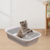 Cat Litter Box Open Top Easily to Clean Kitty Litterbox Large with Scooper Gray - Aladdin Shoppers
