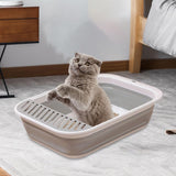 Cat Litter Box Open Top Easily to Clean Kitty Litterbox Large with Scooper Gray - Aladdin Shoppers