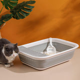 Cat Litter Box Open Top Easily to Clean Kitty Litterbox Large with Scooper Gray - Aladdin Shoppers