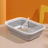 Cat Litter Box Open Top Easily to Clean Kitty Litterbox Large with Scooper Gray - Aladdin Shoppers