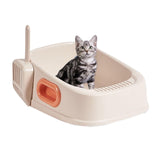 Cat Litter Box Nonstick Bottom High Rim Cat Litter Container with Handle White - Aladdin Shoppers