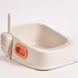 Cat Litter Box Nonstick Bottom High Rim Cat Litter Container with Handle White - Aladdin Shoppers