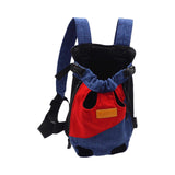 Pet Cat Carrier Backpack Chest Bag with Shoulder Strap Adjustable for Hiking L Blue Red - Aladdin Shoppers