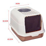 Hooded Cat Litter Box with Lid Kitty Litter Pan Sturdy Detachable for Indoor Orange - Aladdin Shoppers