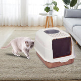 Hooded Cat Litter Box with Lid Kitty Litter Pan Sturdy Detachable for Indoor Orange - Aladdin Shoppers