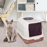 Hooded Cat Litter Box with Lid Kitty Litter Pan Sturdy Detachable for Indoor Orange - Aladdin Shoppers