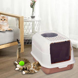 Hooded Cat Litter Box with Lid Kitty Litter Pan Sturdy Detachable for Indoor Orange - Aladdin Shoppers