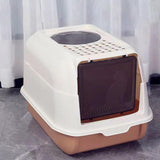 Hooded Cat Litter Box with Lid Kitty Litter Pan Sturdy Detachable for Indoor Orange - Aladdin Shoppers