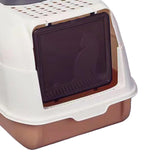 Hooded Cat Litter Box with Lid Kitty Litter Pan Sturdy Detachable for Indoor Orange - Aladdin Shoppers