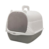 Cat Litter Box with Lid Portable Anti Splashing Easy Tidy Handle grey - Aladdin Shoppers