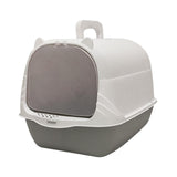 Cat Litter Box with Lid Portable Anti Splashing Easy Tidy Handle grey - Aladdin Shoppers