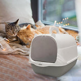 Cat Litter Box with Lid Portable Anti Splashing Easy Tidy Handle grey - Aladdin Shoppers