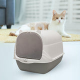 Cat Litter Box with Lid Portable Anti Splashing Easy Tidy Handle grey - Aladdin Shoppers