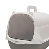 Cat Litter Box with Lid Portable Anti Splashing Easy Tidy Handle grey - Aladdin Shoppers